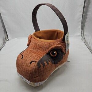 Jurassic World PLUSH BASKET BUCKET Easter/Halloween Dinosaur T-Rex Head NEW+TAG